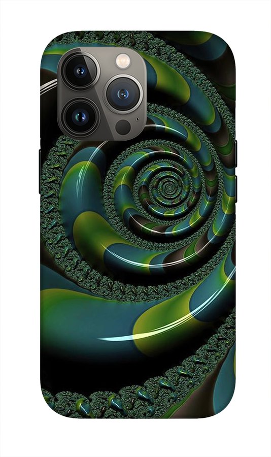 Shiny Blue Green Shell Fractal - Phone Case