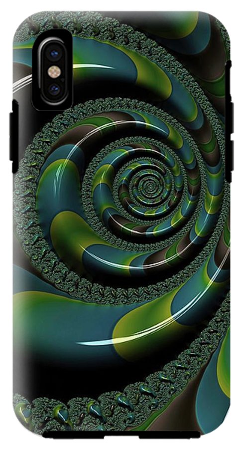 Shiny Blue Green Shell Fractal - Phone Case