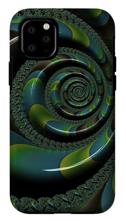 Shiny Blue Green Shell Fractal - Phone Case