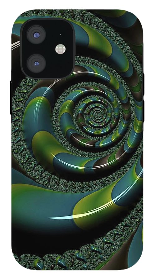 Shiny Blue Green Shell Fractal - Phone Case