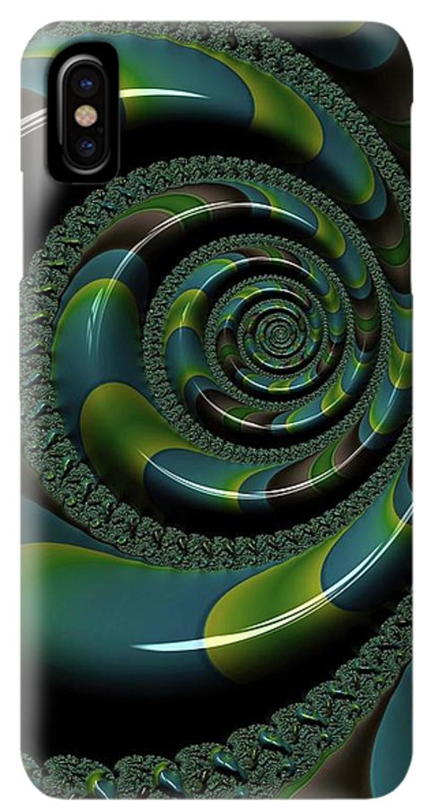 Shiny Blue Green Shell Fractal - Phone Case