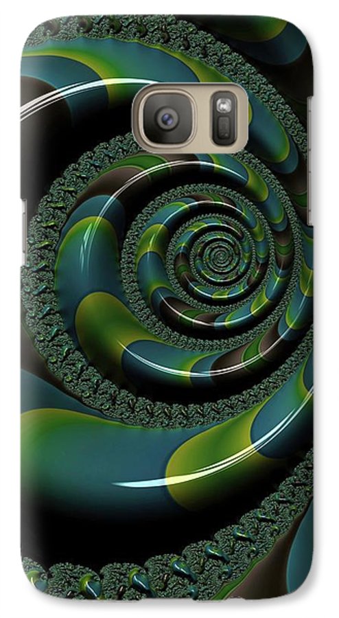 Shiny Blue Green Shell Fractal - Phone Case