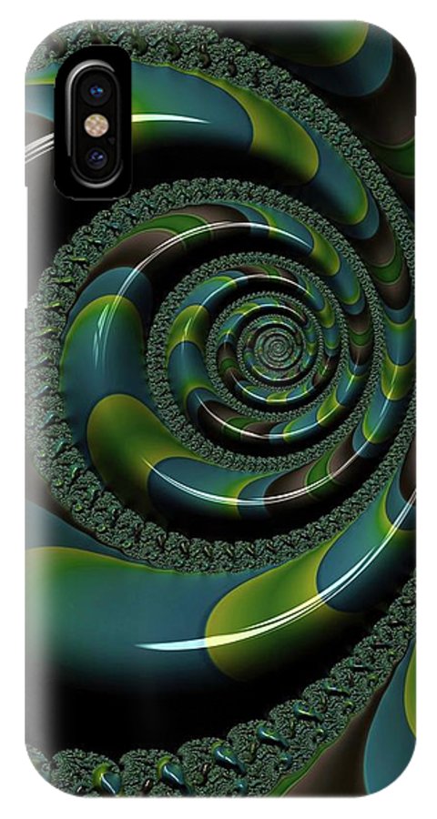 Shiny Blue Green Shell Fractal - Phone Case