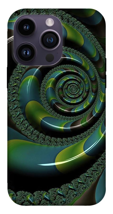 Shiny Blue Green Shell Fractal - Phone Case
