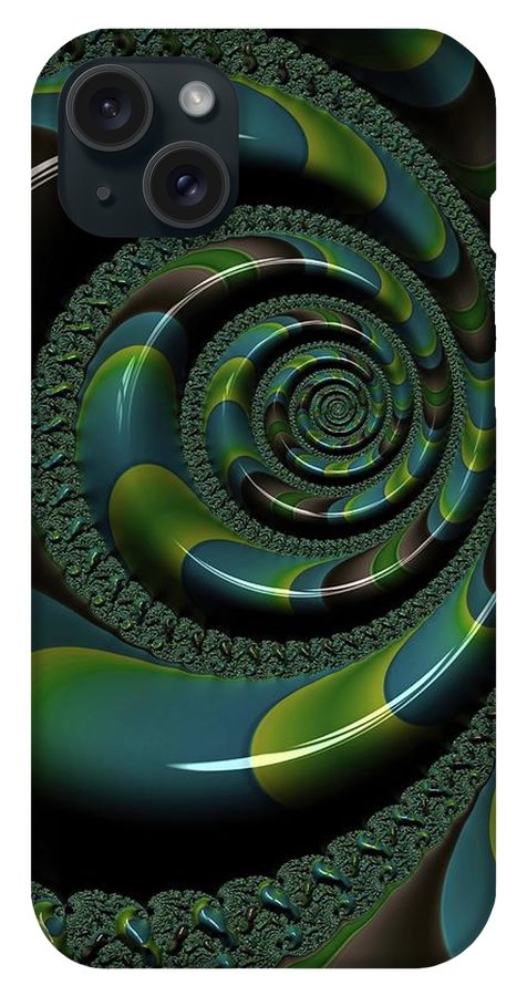 Shiny Blue Green Shell Fractal - Phone Case