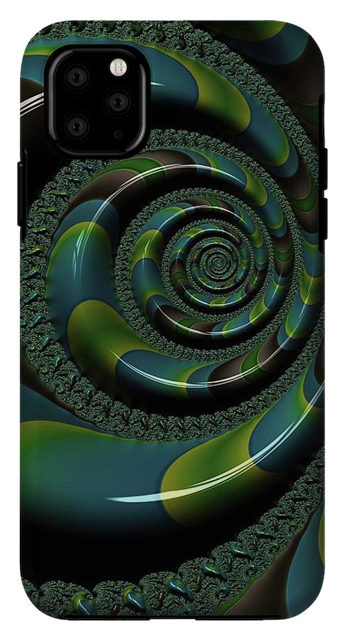 Shiny Blue Green Shell Fractal - Phone Case
