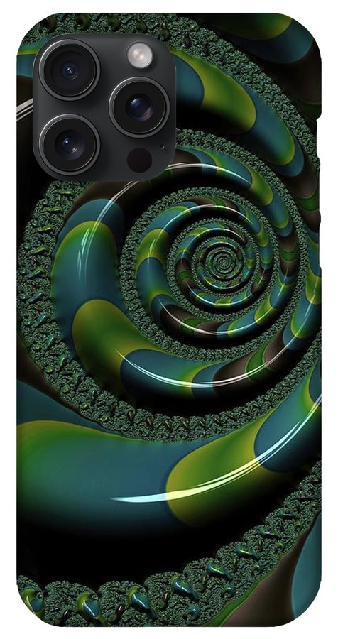 Shiny Blue Green Shell Fractal - Phone Case