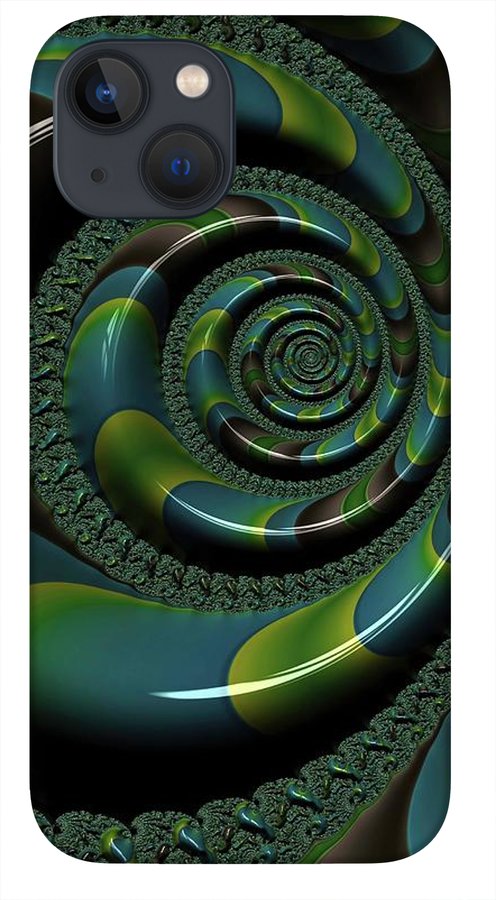 Shiny Blue Green Shell Fractal - Phone Case