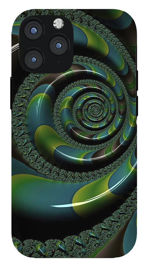 Shiny Blue Green Shell Fractal - Phone Case