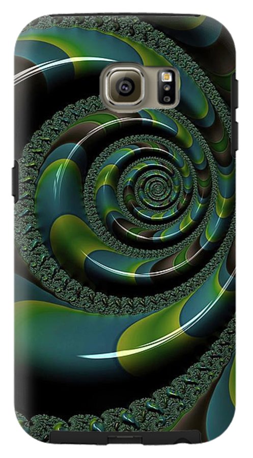 Shiny Blue Green Shell Fractal - Phone Case