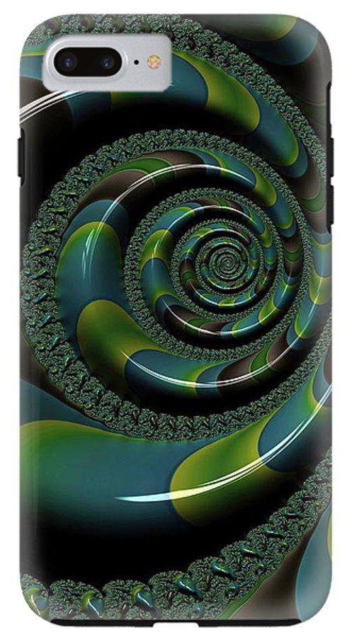 Shiny Blue Green Shell Fractal - Phone Case
