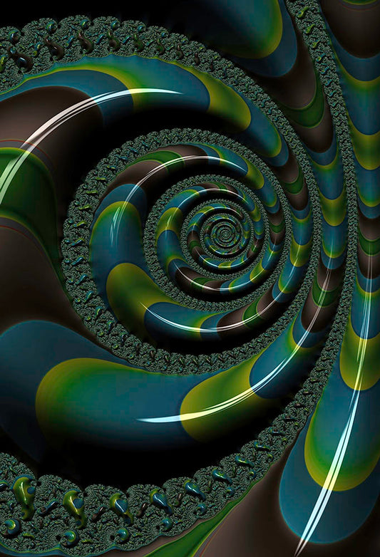 Shiny Blue Green Fractal Swirl Digital Image Download