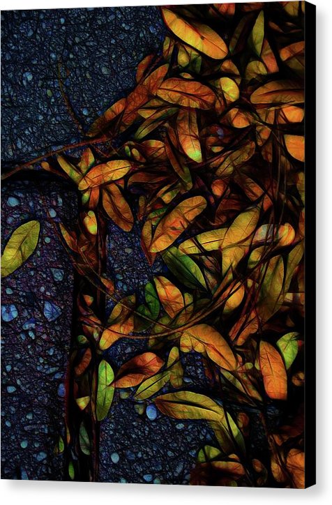 Sidewalk Leaves in Brick - Canvas Print