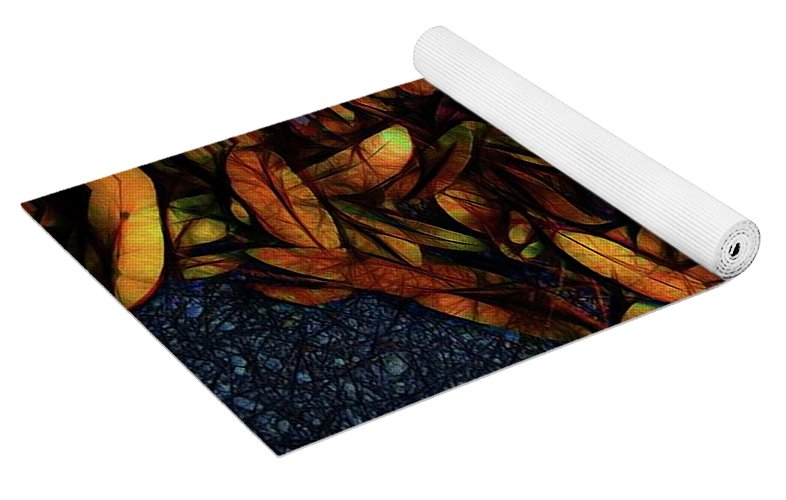 Sidewalk Leaves in Brick - Yoga Mat