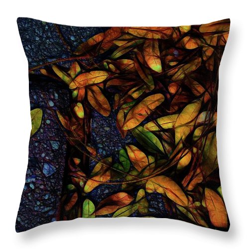 Sidewalk Leaves in Brick - Throw Pillow