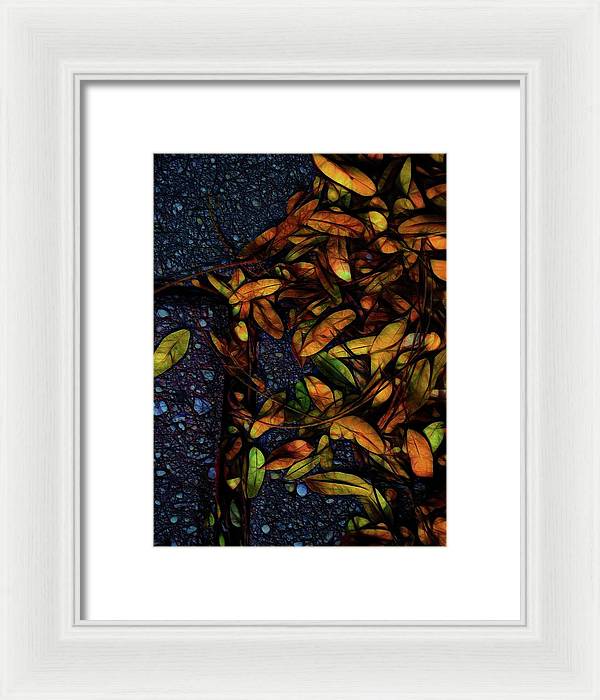 Sidewalk Leaves in Brick - Framed Print