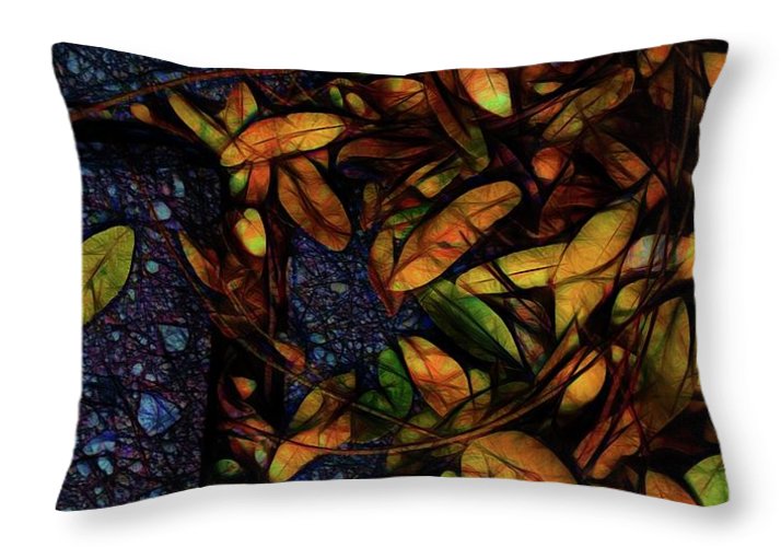 Sidewalk Leaves in Brick - Throw Pillow