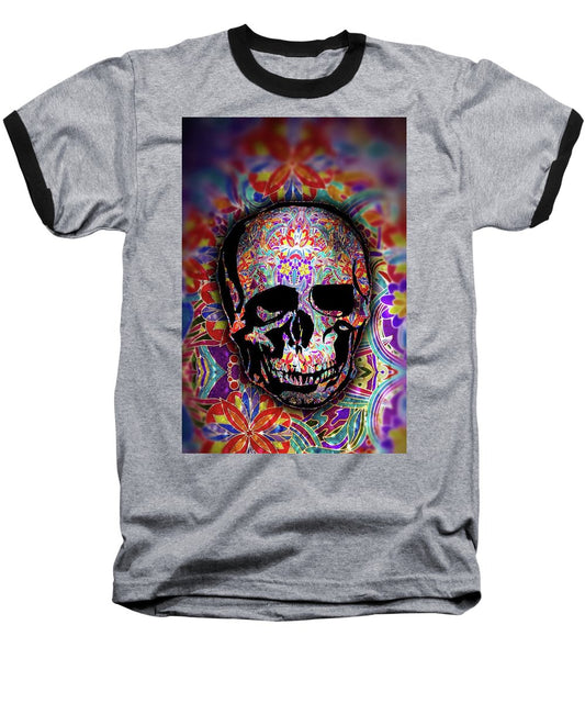 Skull With Sparkle Pattern - Baseball T-Shirt