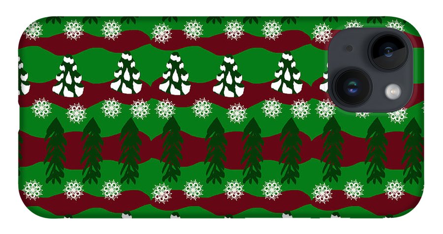 Snow Trees and Stripes - Phone Case