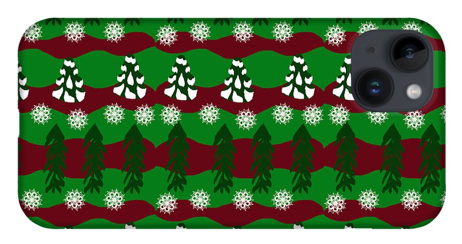 Snow Trees and Stripes - Phone Case