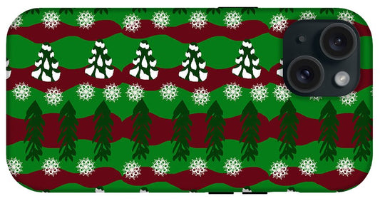 Snow Trees and Stripes - Phone Case