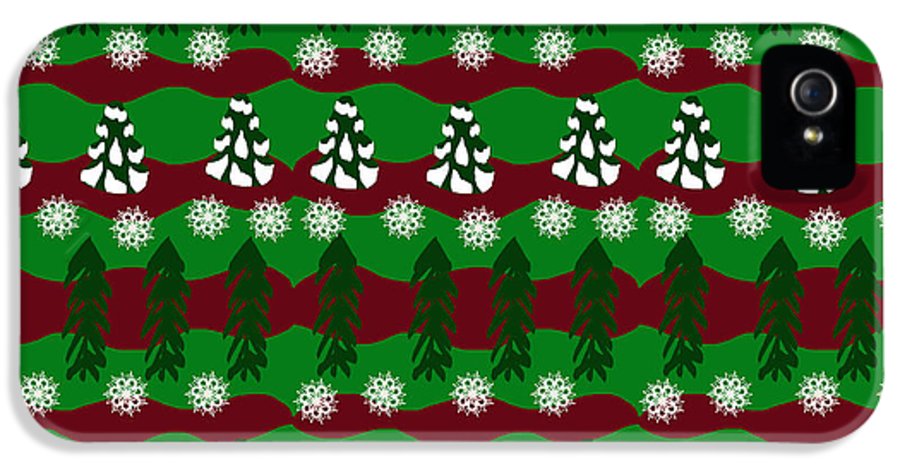 Snow Trees and Stripes - Phone Case