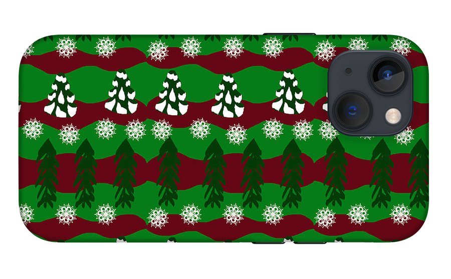 Snow Trees and Stripes - Phone Case
