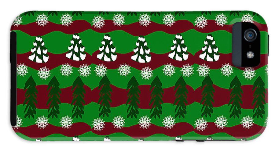 Snow Trees and Stripes - Phone Case