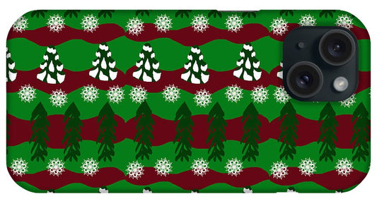 Snow Trees and Stripes - Phone Case