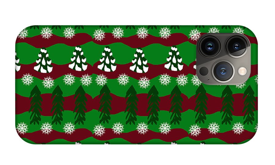 Snow Trees and Stripes - Phone Case
