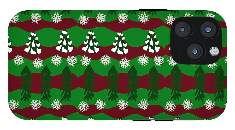 Snow Trees and Stripes - Phone Case