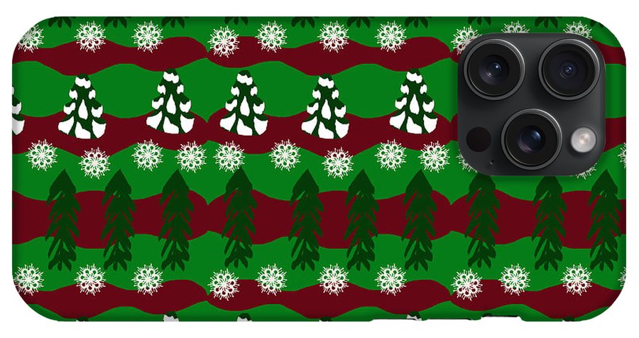 Snow Trees and Stripes - Phone Case