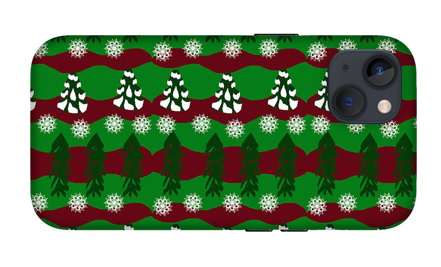 Snow Trees and Stripes - Phone Case