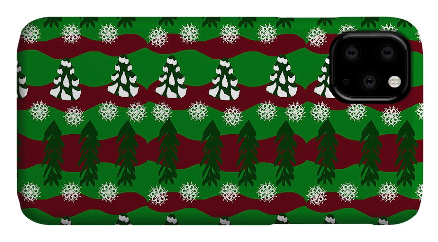 Snow Trees and Stripes - Phone Case