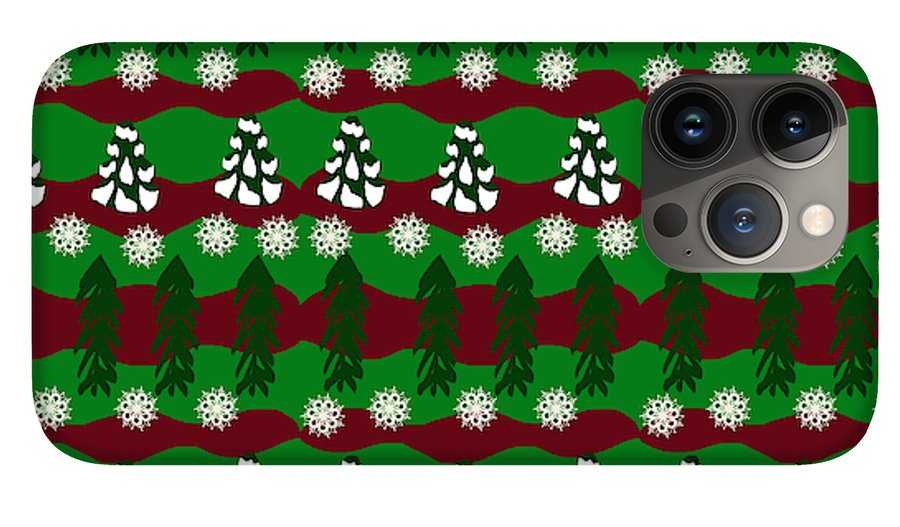 Snow Trees and Stripes - Phone Case
