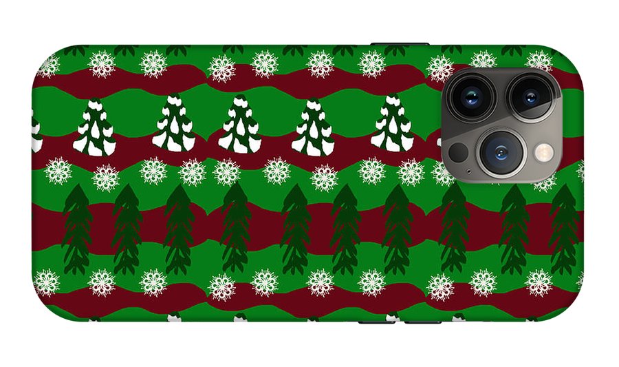 Snow Trees and Stripes - Phone Case