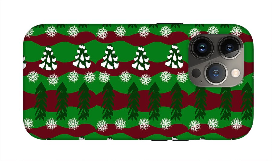 Snow Trees and Stripes - Phone Case