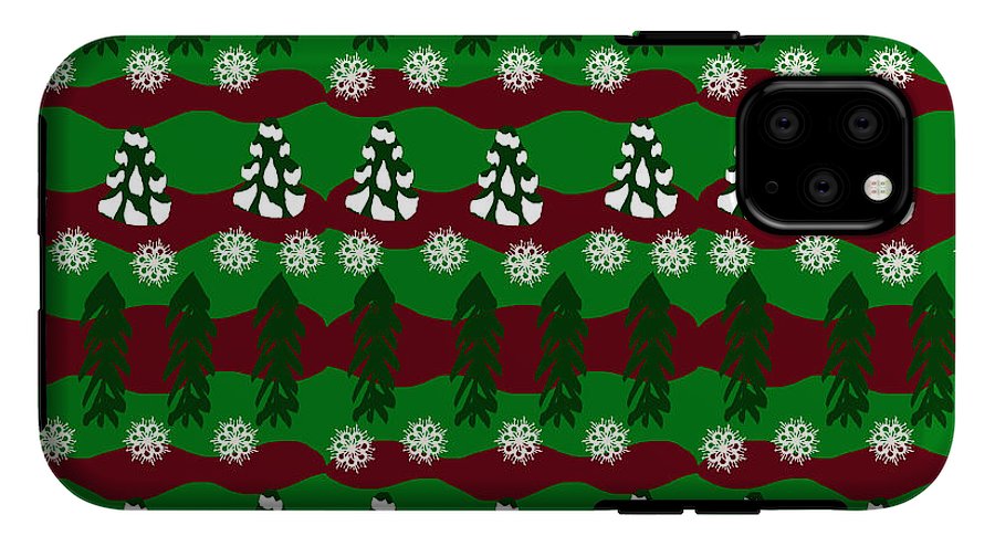 Snow Trees and Stripes - Phone Case