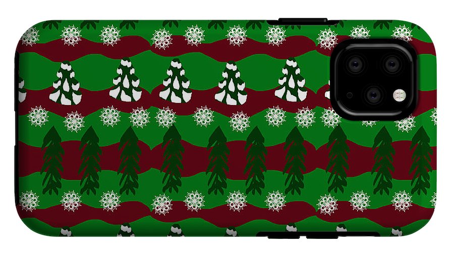 Snow Trees and Stripes - Phone Case