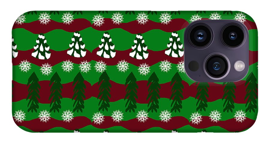 Snow Trees and Stripes - Phone Case