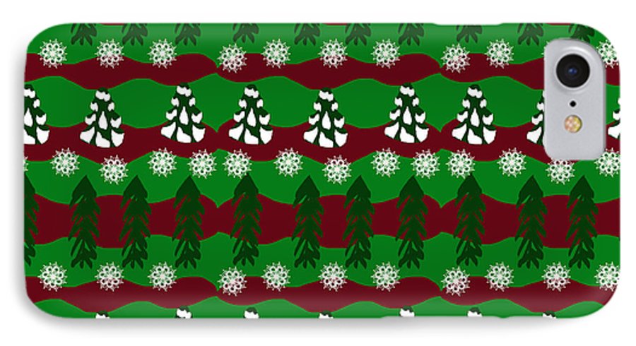Snow Trees and Stripes - Phone Case