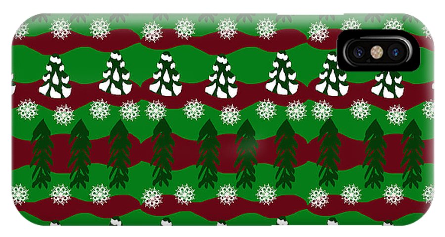 Snow Trees and Stripes - Phone Case