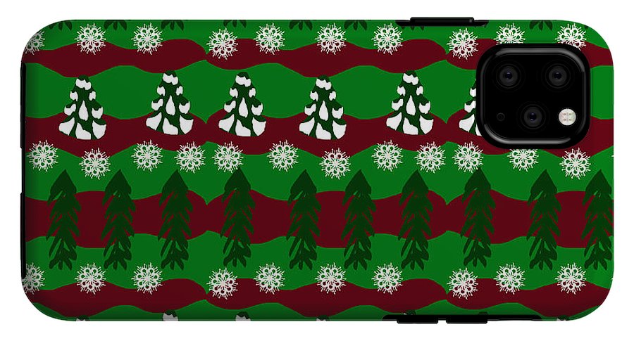 Snow Trees and Stripes - Phone Case