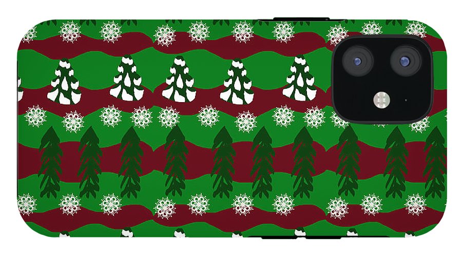 Snow Trees and Stripes - Phone Case