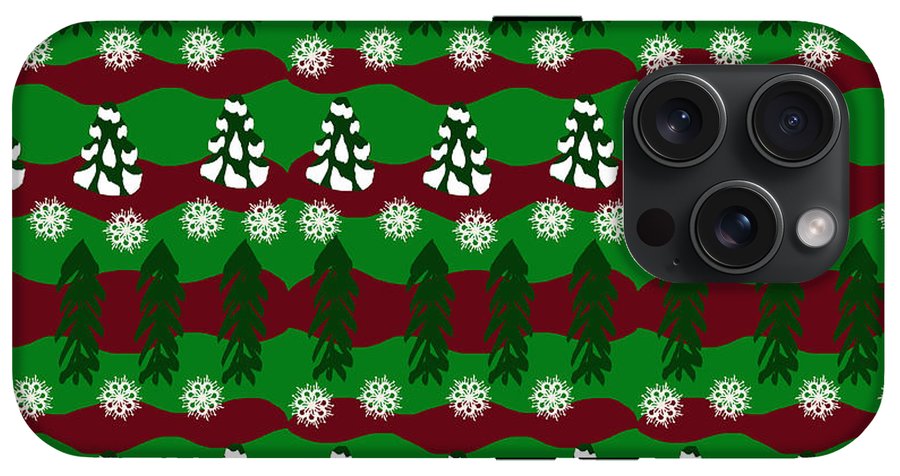 Snow Trees and Stripes - Phone Case