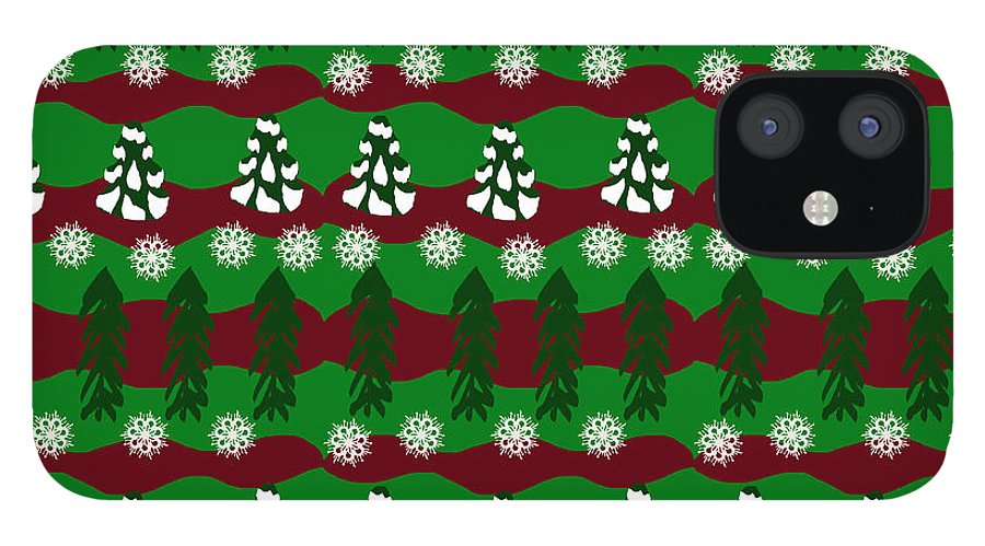Snow Trees and Stripes - Phone Case