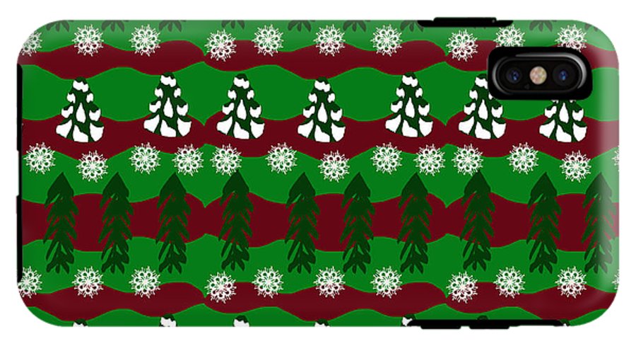 Snow Trees and Stripes - Phone Case