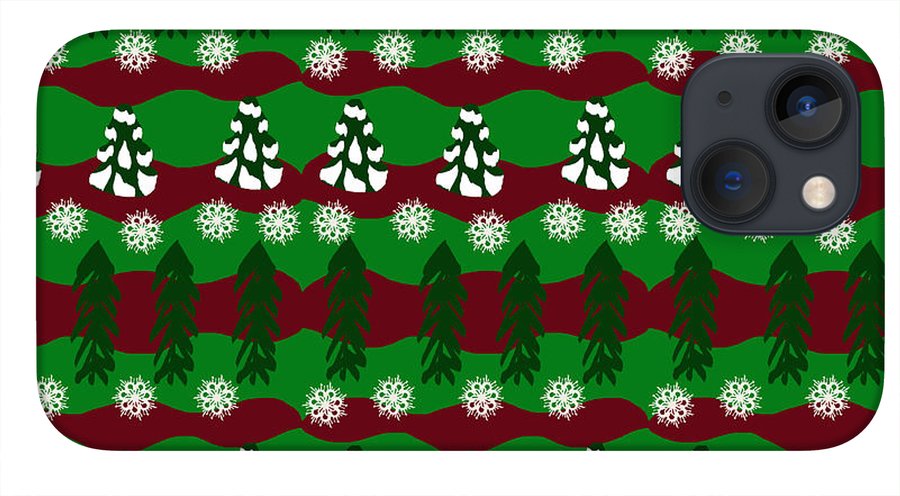 Snow Trees and Stripes - Phone Case