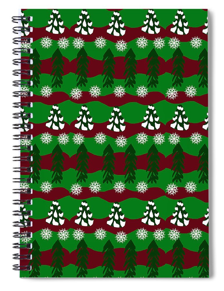 Snow Trees and Stripes - Spiral Notebook