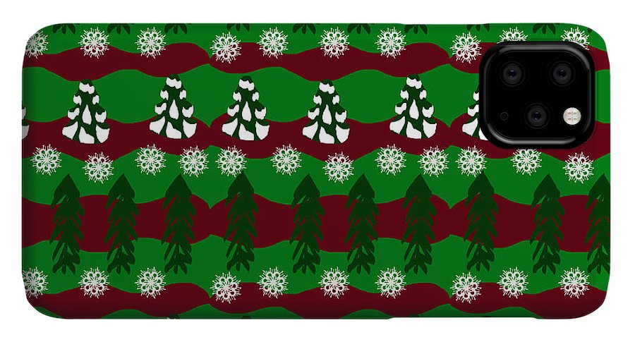Snow Trees and Stripes - Phone Case